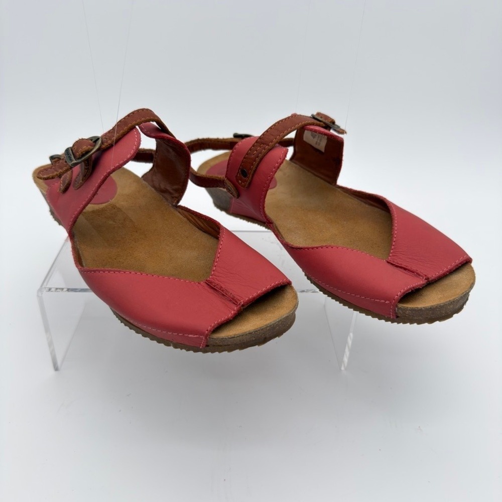 Sergio Tomani Leather Slingback Comfort Sandals Coral Pink EU 40 Womens